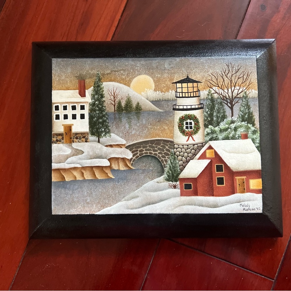 Winter Scenery Painting 10”x8” Signed Handmade Dated 2002